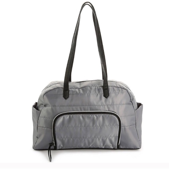 New dsw gray quilted nylon gym duffel bag - Picture 1 of 10